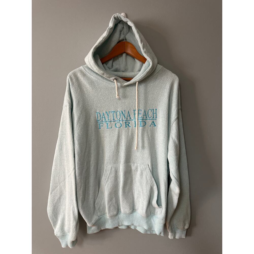 Daytona Beach Florida Hoodie Xl  Light Blue Pullover Sweatshirt
